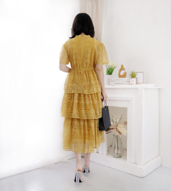 8pcs 8M1191 Dress Midi Brukat A-line - Gambar 2