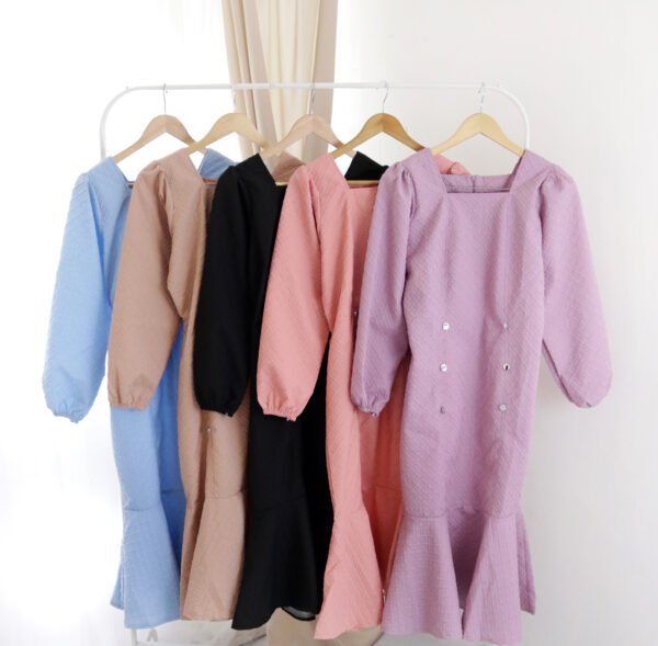 5pcs 5M1133 Dress Midi Emboss - Gambar 4