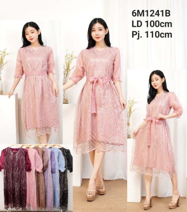 6pcs 6M1241B Dress Midi