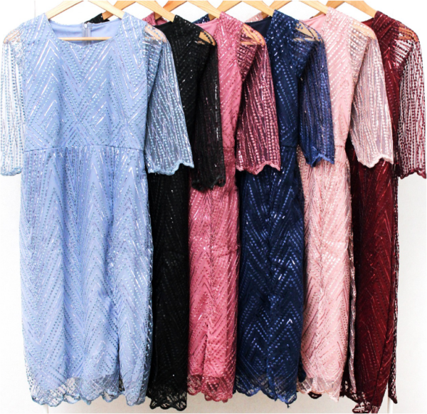 6pcs 6M1294 Dress Midi - Gambar 5