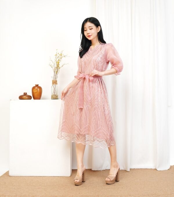 6pcs 6M1241B Dress Midi - Gambar 2