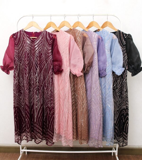 6pcs 6M1241B Dress Midi - Gambar 3