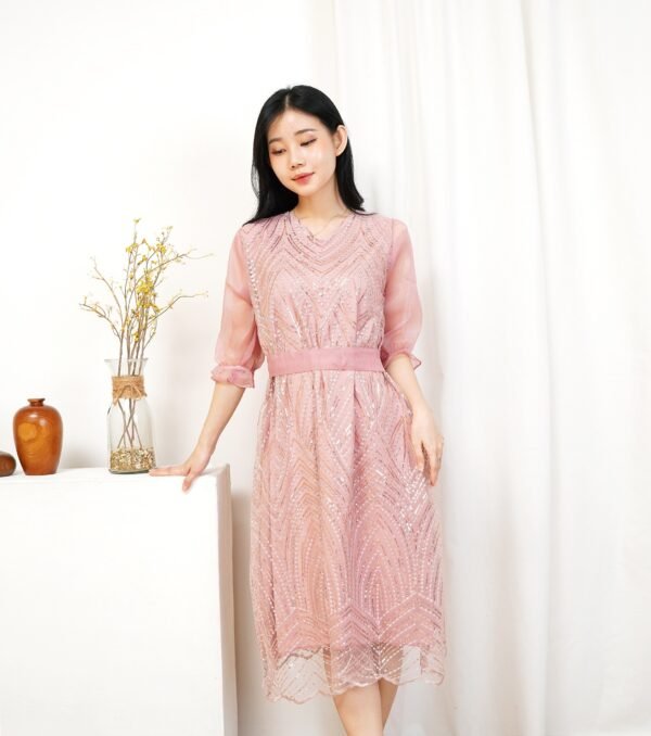 6pcs 6M1241B Dress Midi - Gambar 5
