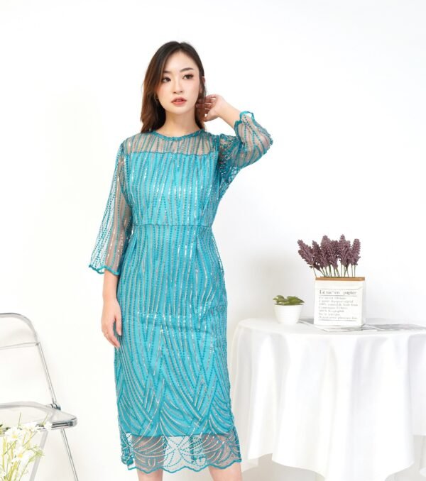 8pcs 8M1293 Dress Midi - Gambar 4