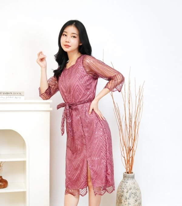 6pcs 6M1294 Dress Midi - Gambar 4