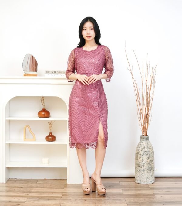 6pcs 6M1294 Dress Midi - Gambar 2