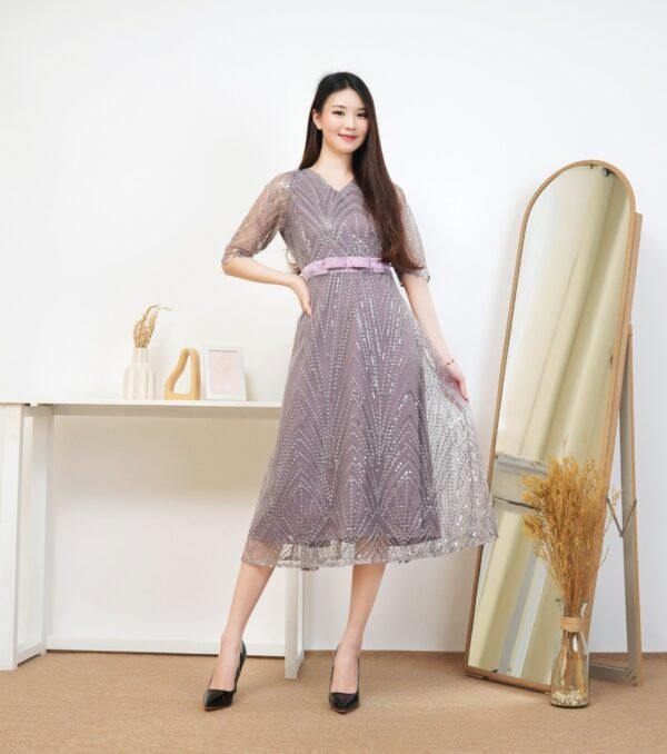 6pcs 6M1297 Dress Midi - Gambar 3