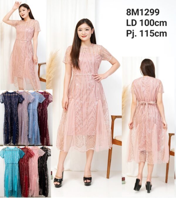 8pcs 8M1299 Dress Midi A-line