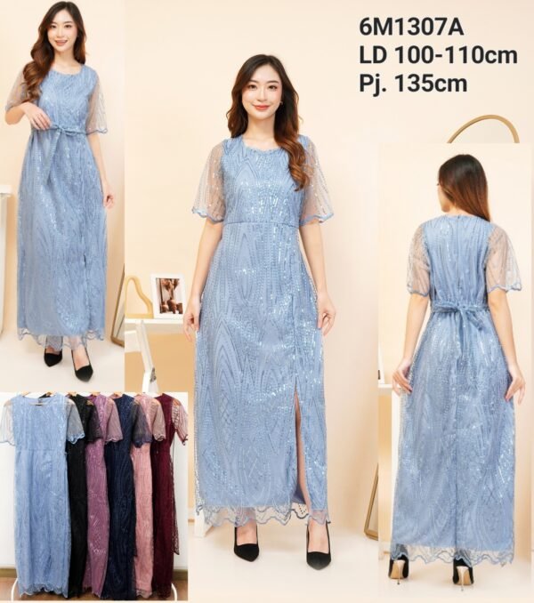 6pcs 6M1307A Long Dress A-line