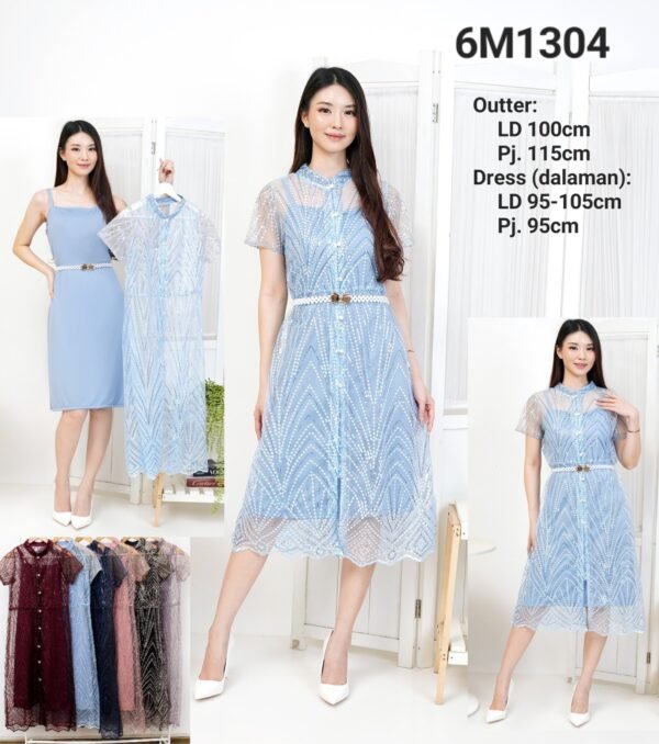 6pcs 6M1304 Setelan Dress Outter