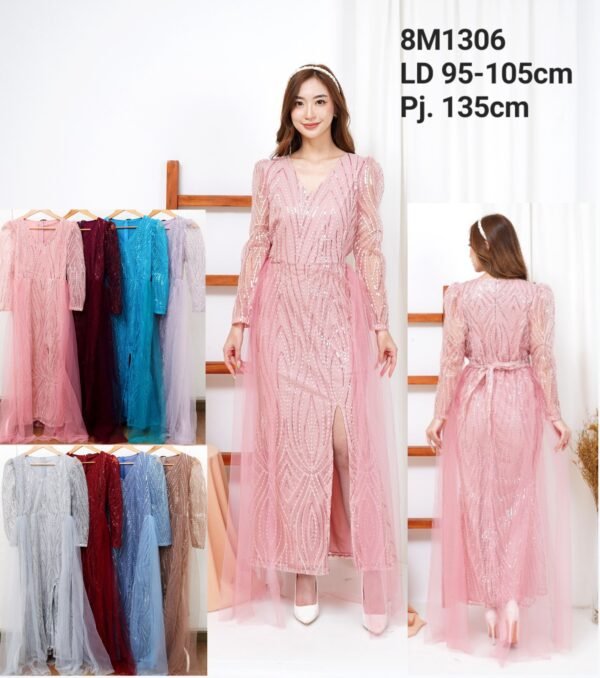 8pcs 8M1306 Long Dress Tangan Panjang