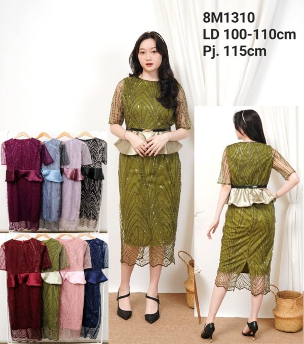 8pcs 8M1310 Dress Midi Peplum