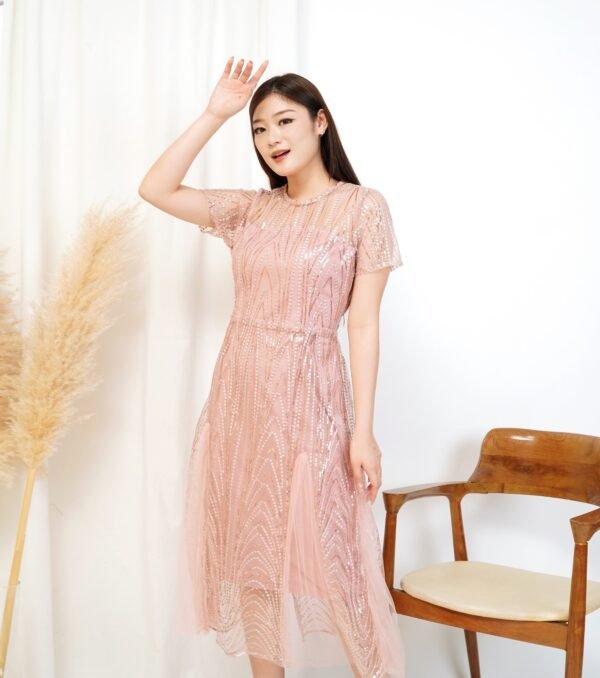 8pcs 8M1299 Dress Midi A-line - Gambar 3