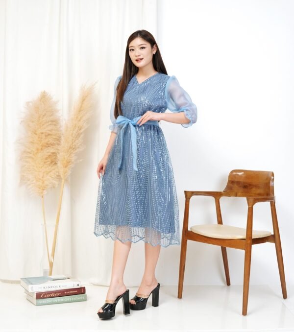 8pcs 8M1241D Dress Midi - Gambar 4