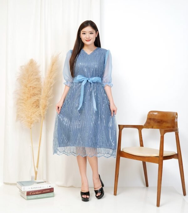 8pcs 8M1241D Dress Midi - Gambar 2