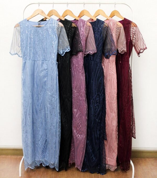 6pcs 6M1307A Long Dress A-line - Gambar 5