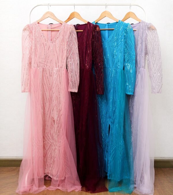 8pcs 8M1306 Long Dress Tangan Panjang - Gambar 4