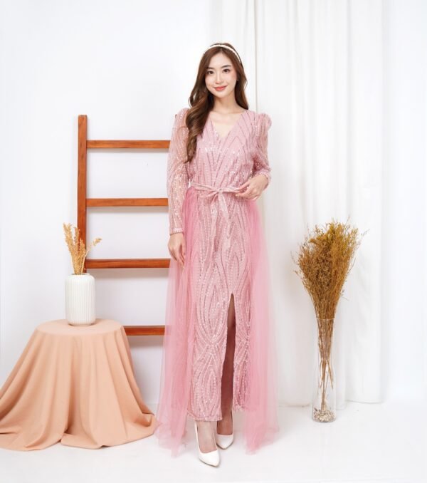 8pcs 8M1306 Long Dress Tangan Panjang - Gambar 5