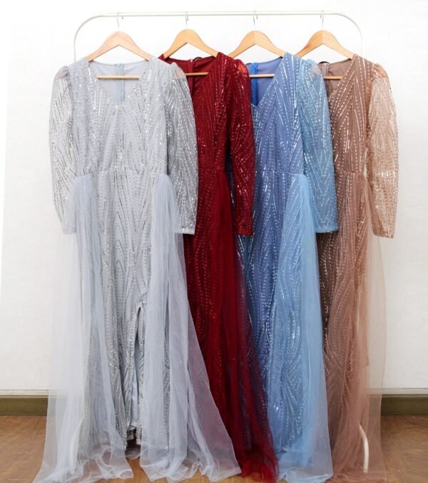 8pcs 8M1306 Long Dress Tangan Panjang - Gambar 6