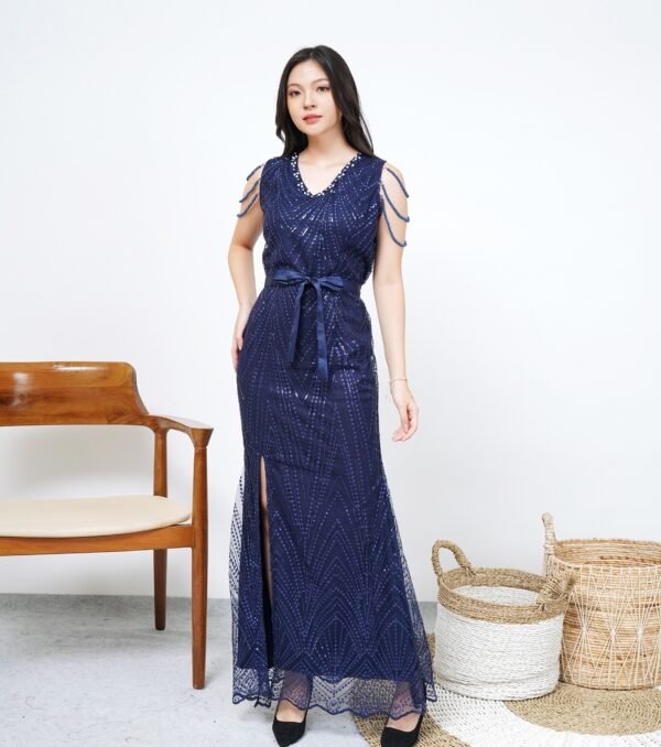 6pcs 6M1302 Long Dress Mutiara - Gambar 4