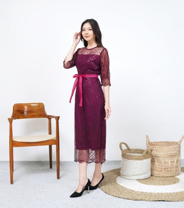 6pcs 6M1293A Dress Midi - Gambar 5