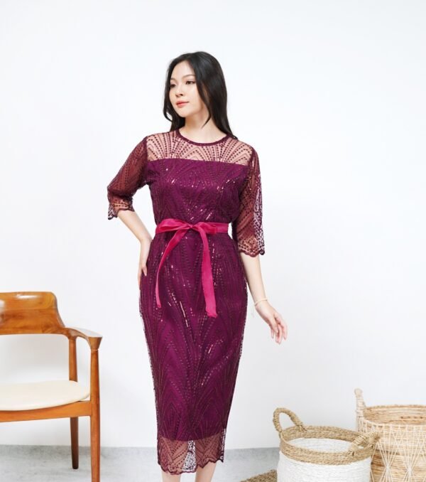 6pcs 6M1293A Dress Midi - Gambar 4