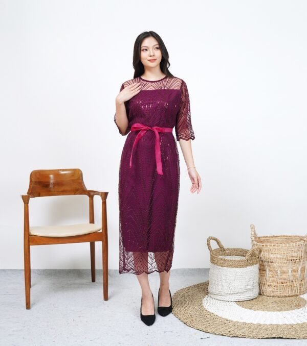 6pcs 6M1293A Dress Midi - Gambar 3