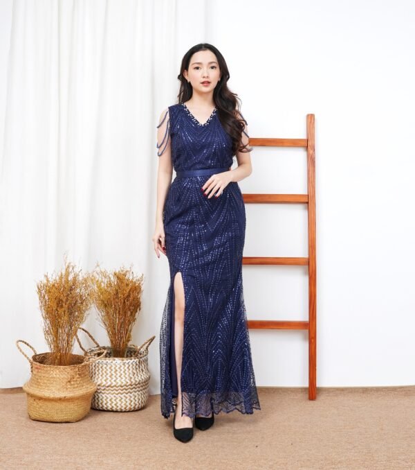 6pcs 6M1302 Long Dress Mutiara - Gambar 6