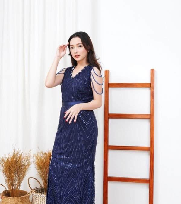 6pcs 6M1302 Long Dress Mutiara - Gambar 8