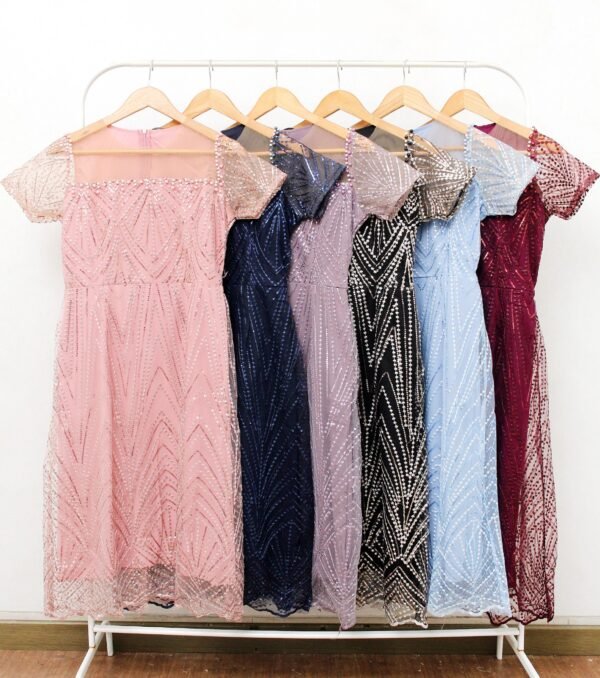 6pcs 6M1303 Dress Midi Mutiara - Gambar 2