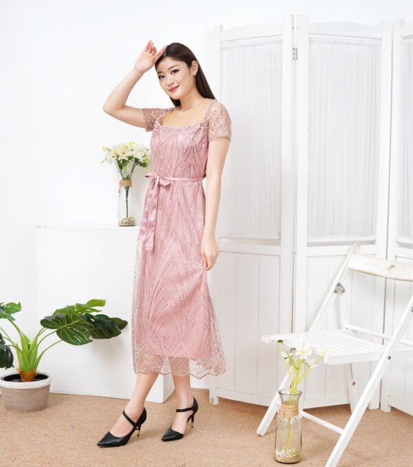 6pcs 6M1303 Dress Midi Mutiara - Gambar 3