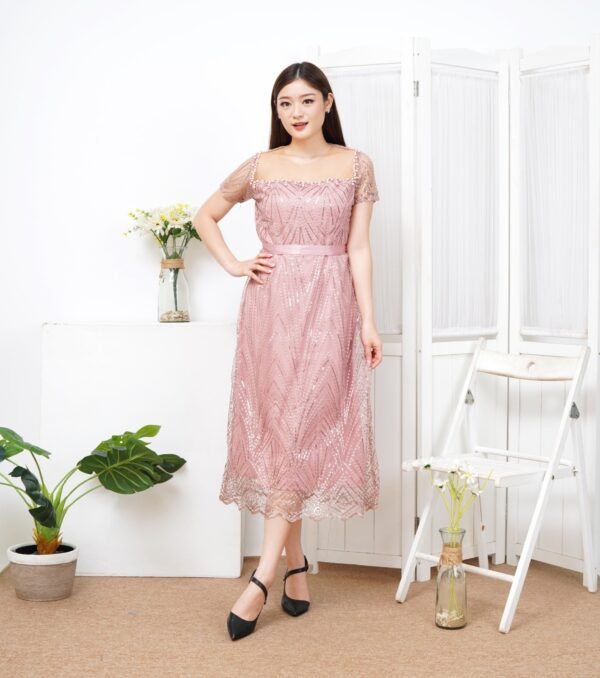 6pcs 6M1303 Dress Midi Mutiara - Gambar 4