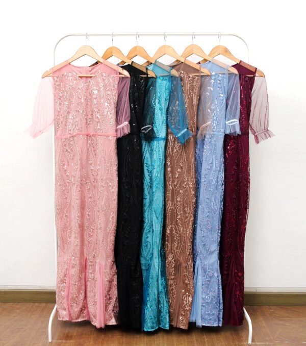 6pcs 6M1265B Long Dress Duyung - Gambar 3