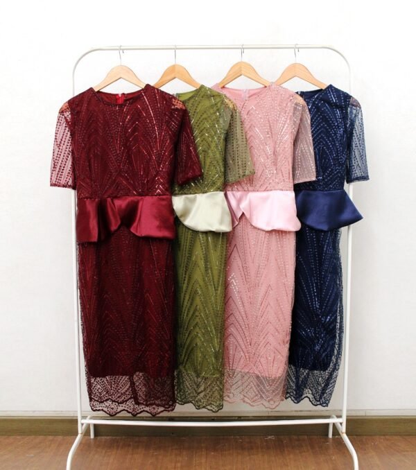 8pcs 8M1310 Dress Midi Peplum - Gambar 5