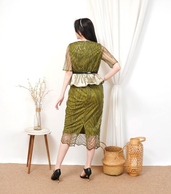 8pcs 8M1310 Dress Midi Peplum - Gambar 4