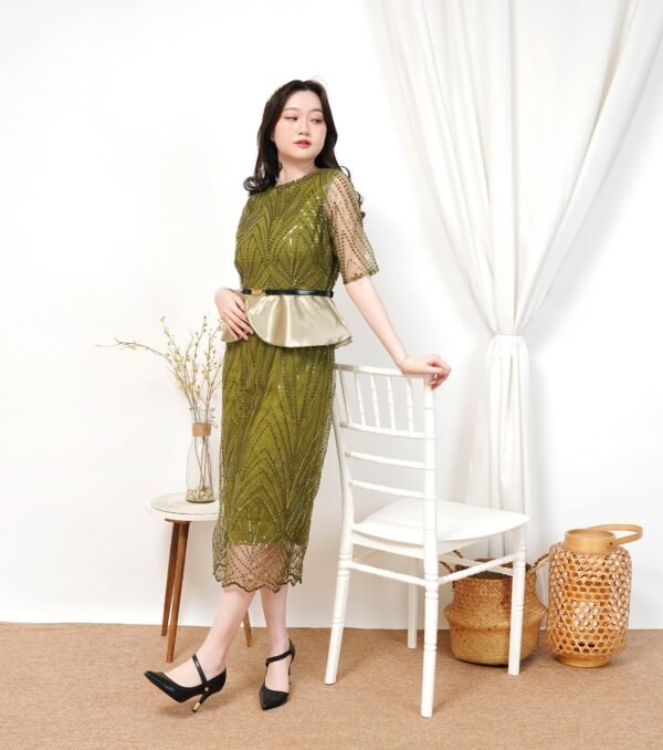 8pcs 8M1310 Dress Midi Peplum - Gambar 3