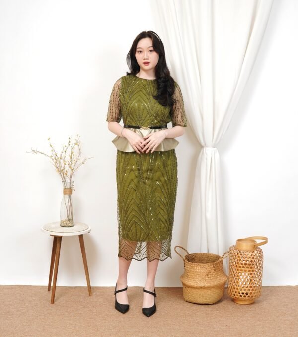 8pcs 8M1310 Dress Midi Peplum - Gambar 2