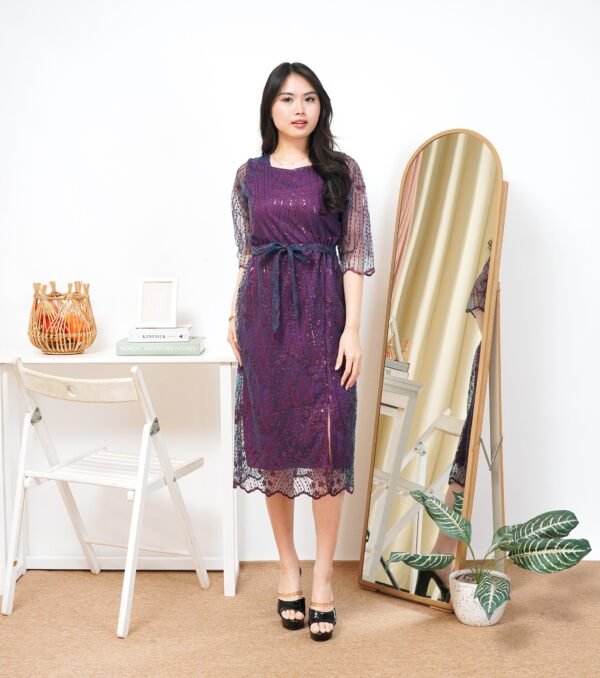 6pcs 6M1294B Dress Midi - Gambar 4
