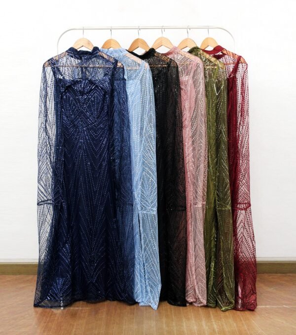 6pcs 6M1314 Setelan Long Dress & Outter - Gambar 2