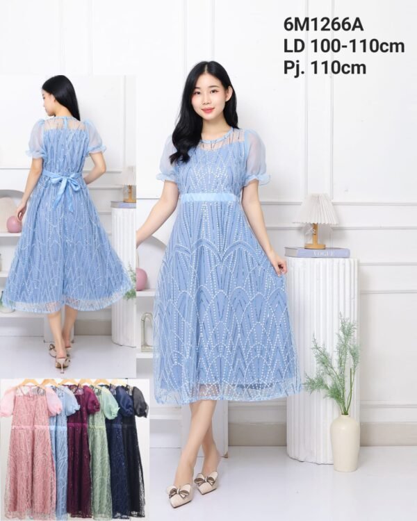 6pcs 6M1266A Dress Midi Mekar