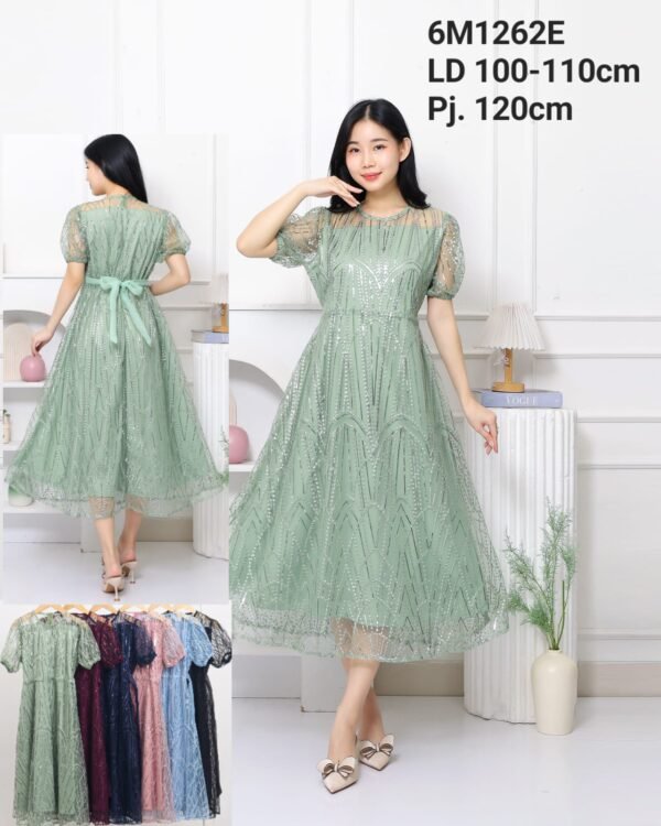 6pcs 6M1262E Dress Midi Mekar
