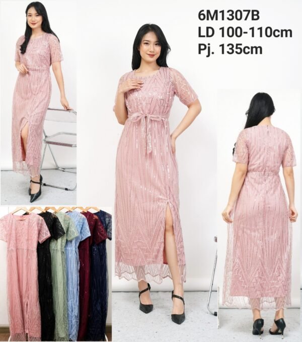 6pcs 6M1307B Long Dress A-line