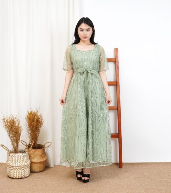 6pcs 6M1317 Long Dress Mekar - Gambar 2