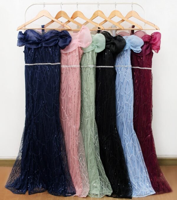 6pcs 6M1240D Long Dress Sabrina - Gambar 2