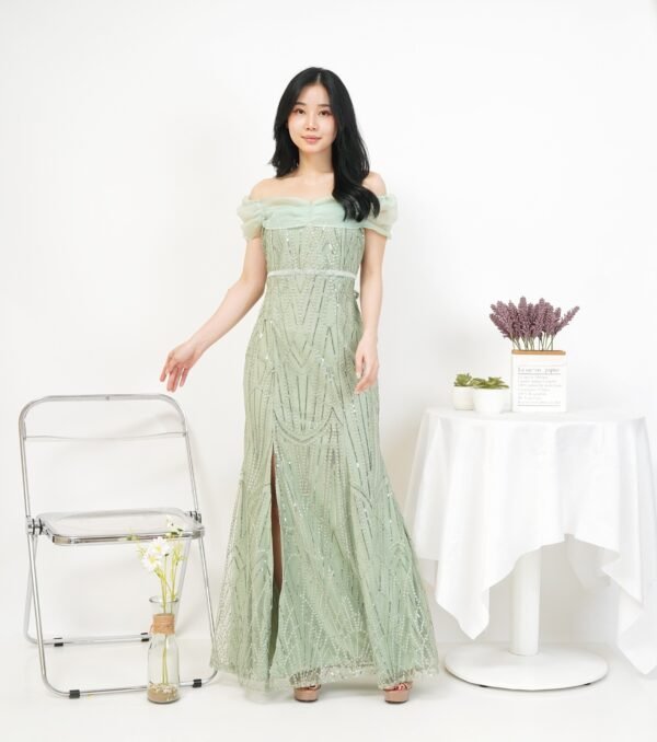 6pcs 6M1240D Long Dress Sabrina - Gambar 3