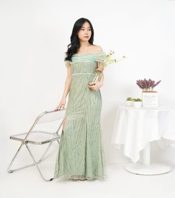 6pcs 6M1240D Long Dress Sabrina - Gambar 4