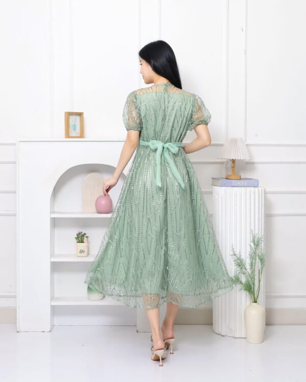 6pcs 6M1262E Dress Midi Mekar - Gambar 4