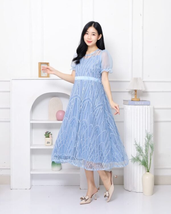 6pcs 6M1266A Dress Midi Mekar - Gambar 3