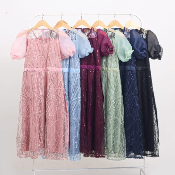 6pcs 6M1266A Dress Midi Mekar - Gambar 5
