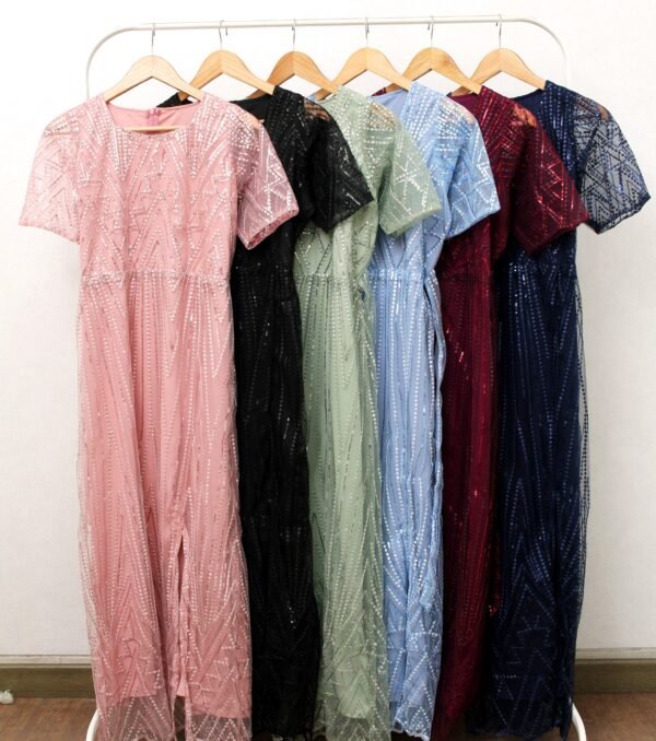6pcs 6M1307B Long Dress A-line - Gambar 5